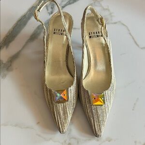 Stuart Weitzman Metallic Slingback Heels
